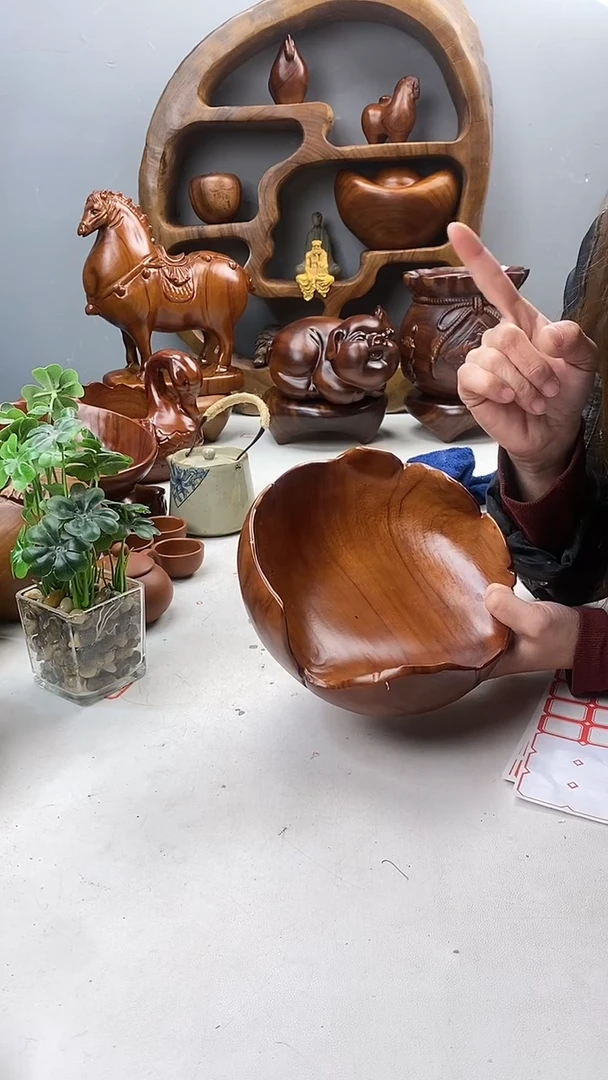 香樟木A33石榴果盆/尺寸19*19*8