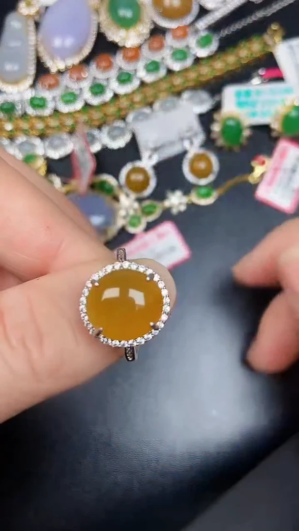 银S925镶嵌戒指翡翠3720