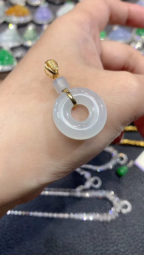 吊坠(不含链)18K金镶嵌翡翠A12