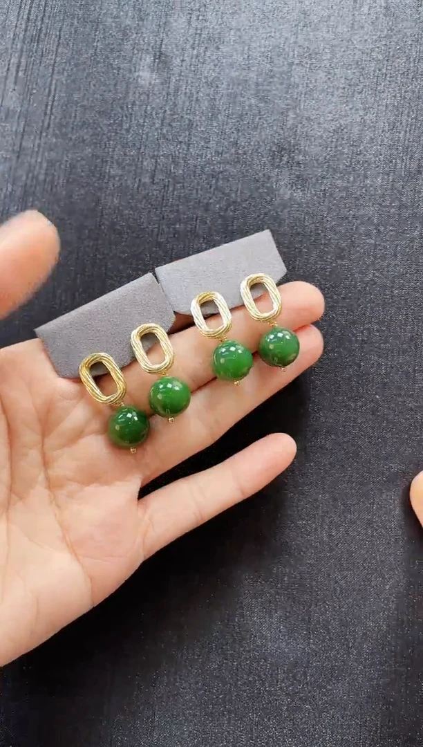 和田玉银S925镶嵌耳饰多样性发一