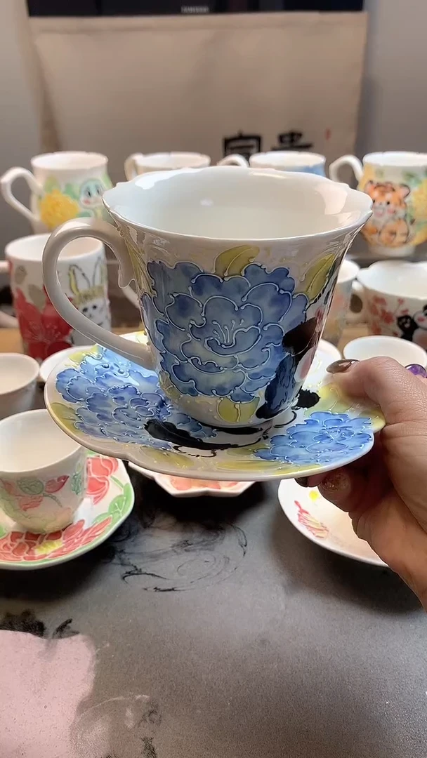 一味*手绘*芙圆玉润-咖啡杯