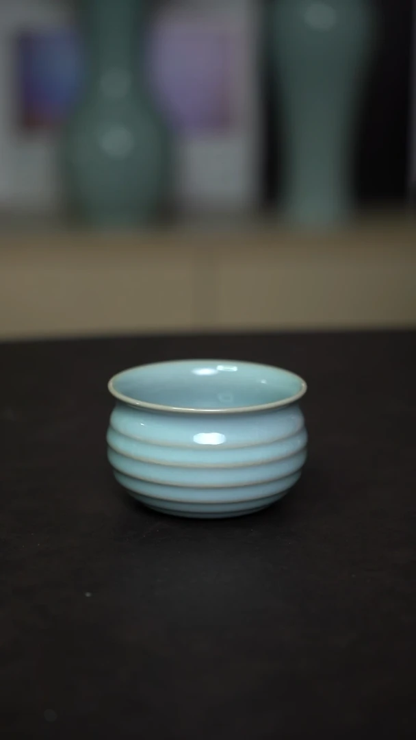 杯子瓷天青钱袋杯