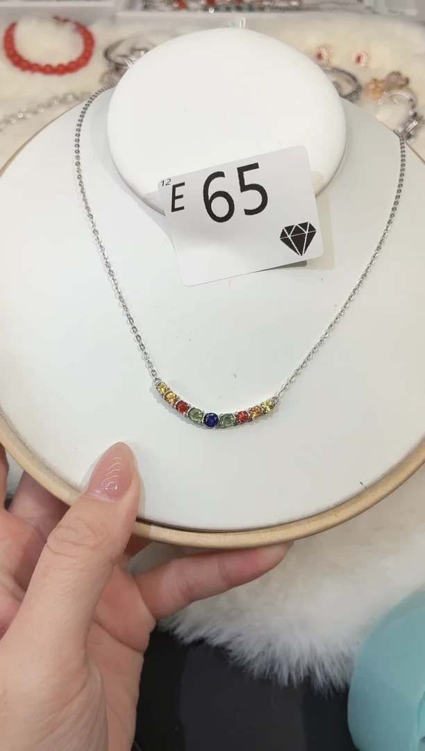 项链蓝宝石银S925镶嵌多样性发其一E65