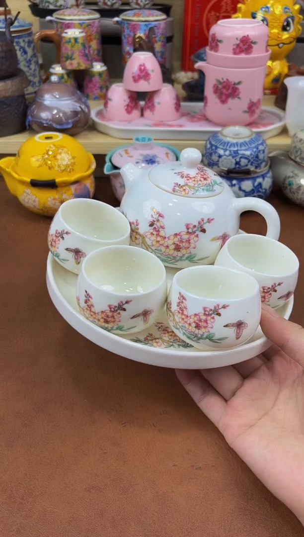 陶瓷茶具摆件旅行套组