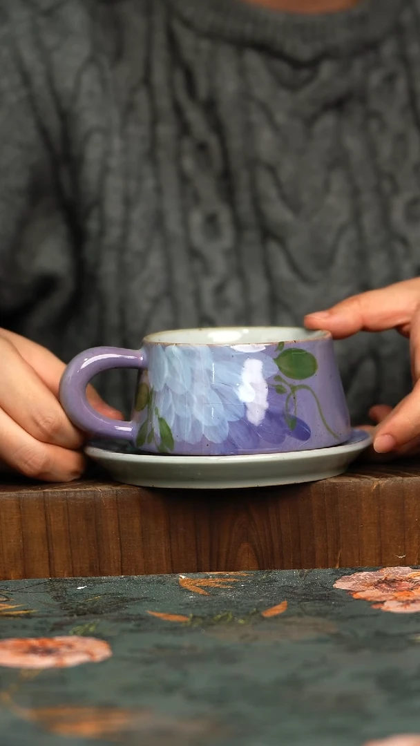 杯釉下彩手工手绘同款陶器