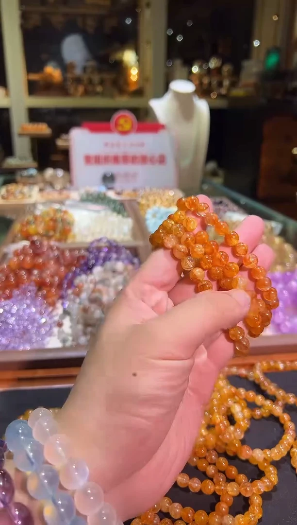 未镶嵌手链水晶8mm+黄胶花（多样性发一）