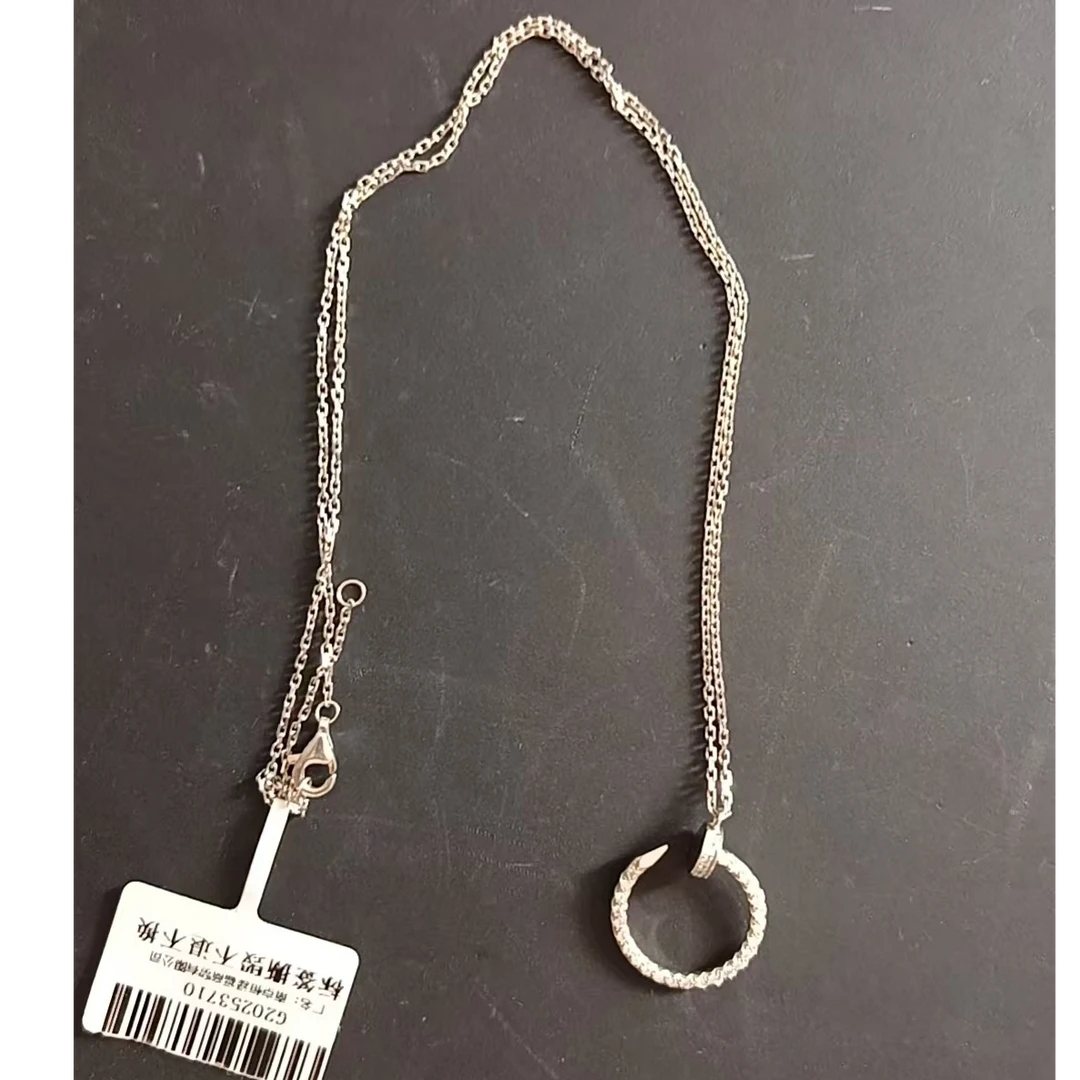 18K金钻石套链 满钻钉 K白 K玫