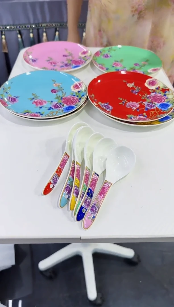 珐琅勺子6个景德镇餐具