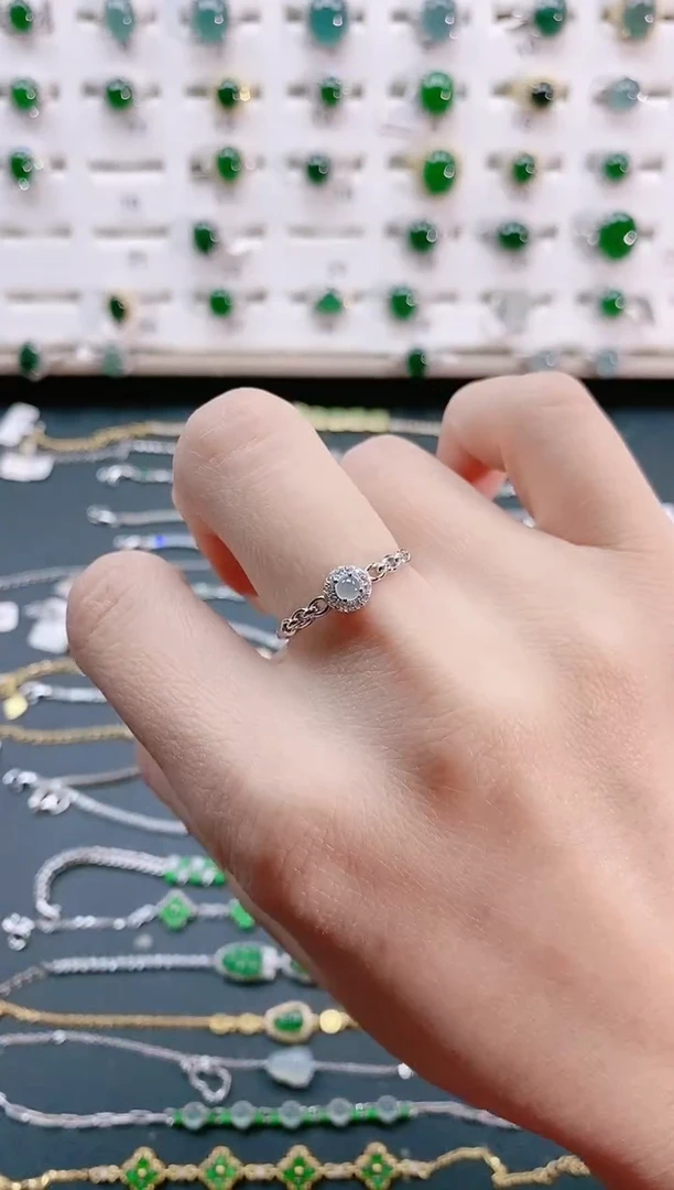 【闪购商品】翡翠戒指银S925镶嵌天然翡翠