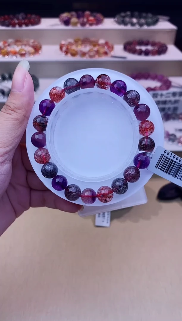 未镶嵌手链水晶黑加仑超七单圈9m+