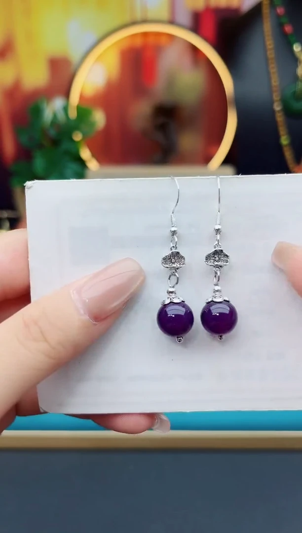 水晶耳饰银S925镶嵌235000