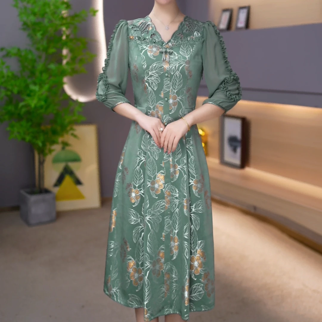 【紫睿女装】25131秋季穿搭连衣裙时尚大气收腰修身显气质显瘦洋气