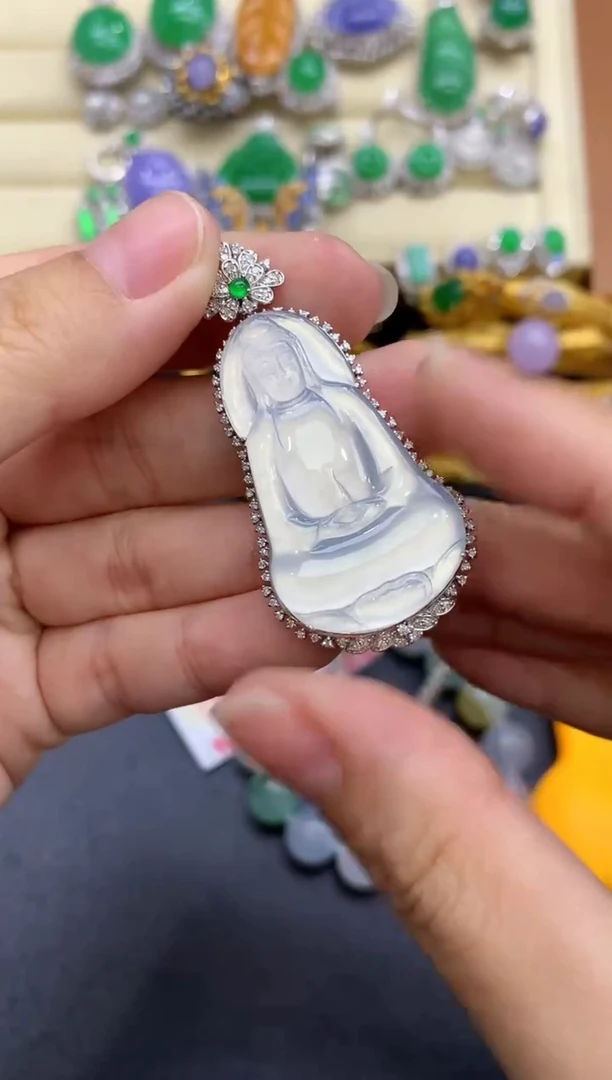 颈饰18K金镶嵌翡翠848-中国好珍宝