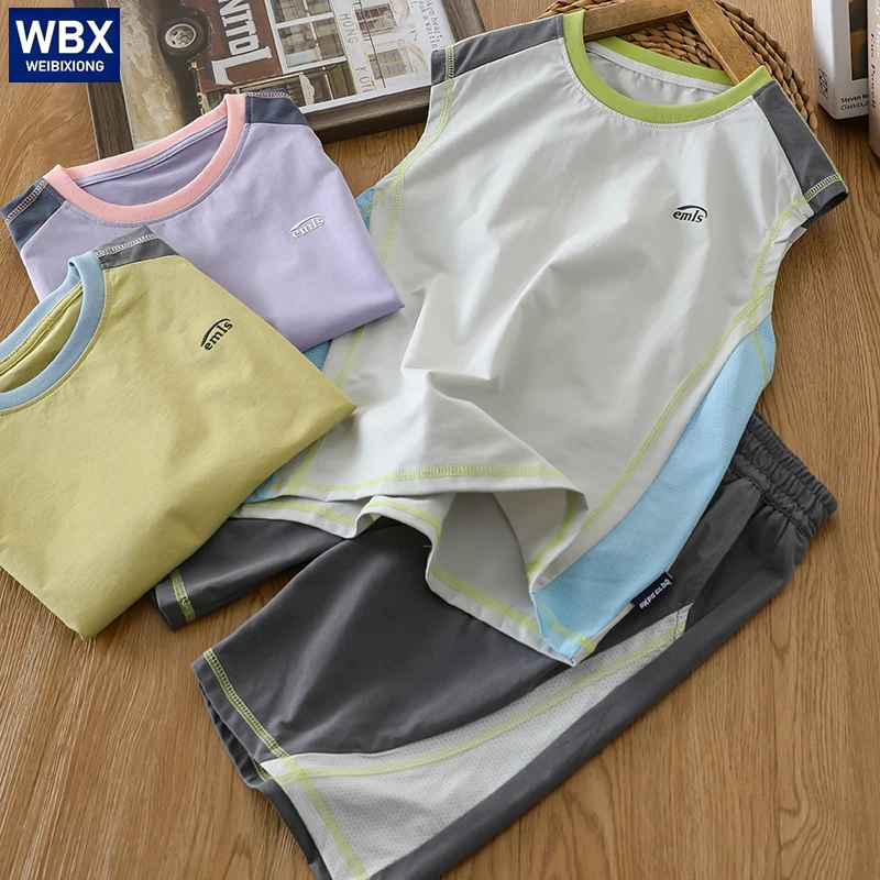 2025新款男童夏季套装速干透气夏装儿童中大童背心短裤两件套时髦