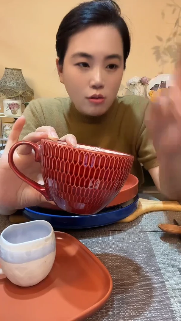 瓷片早餐杯 微瑕介意勿拍