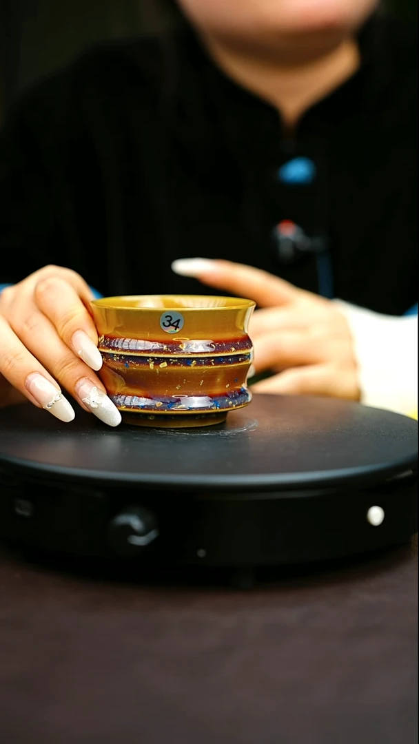 34#原矿钧瓷炉钧釉竹节杯