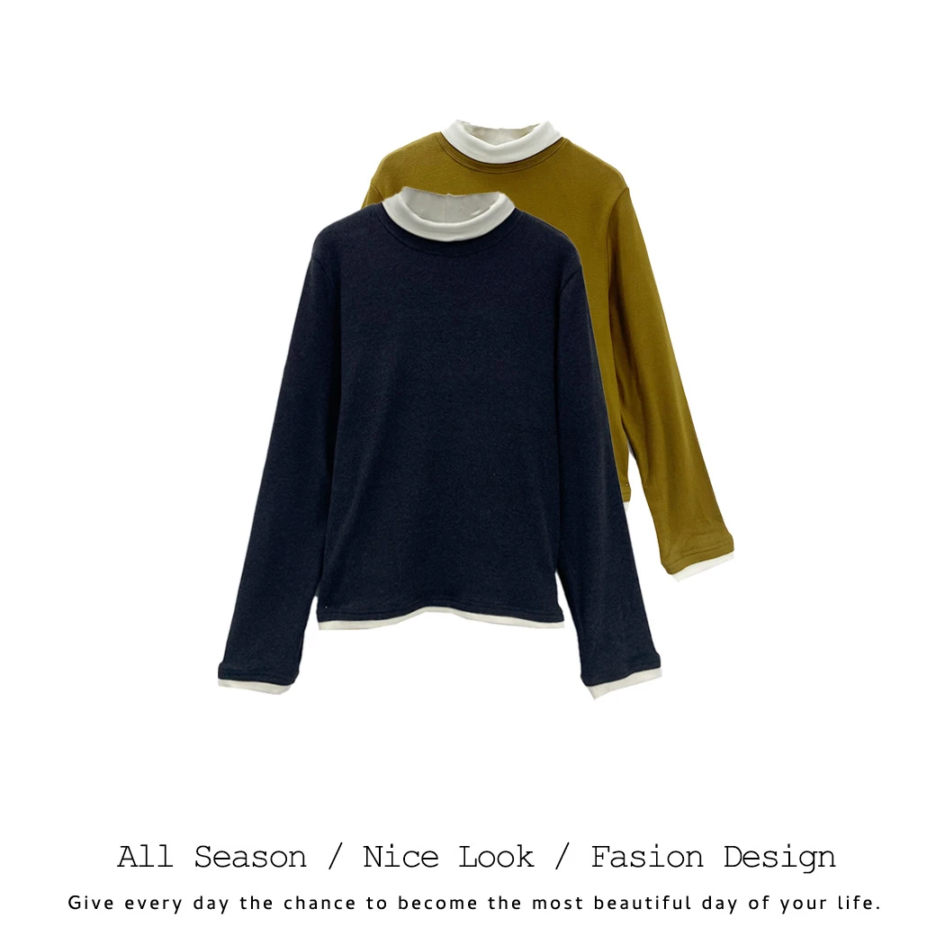 771/898/967/325 时尚拼接撞色洋气内搭舒适打底长袖  款号#530