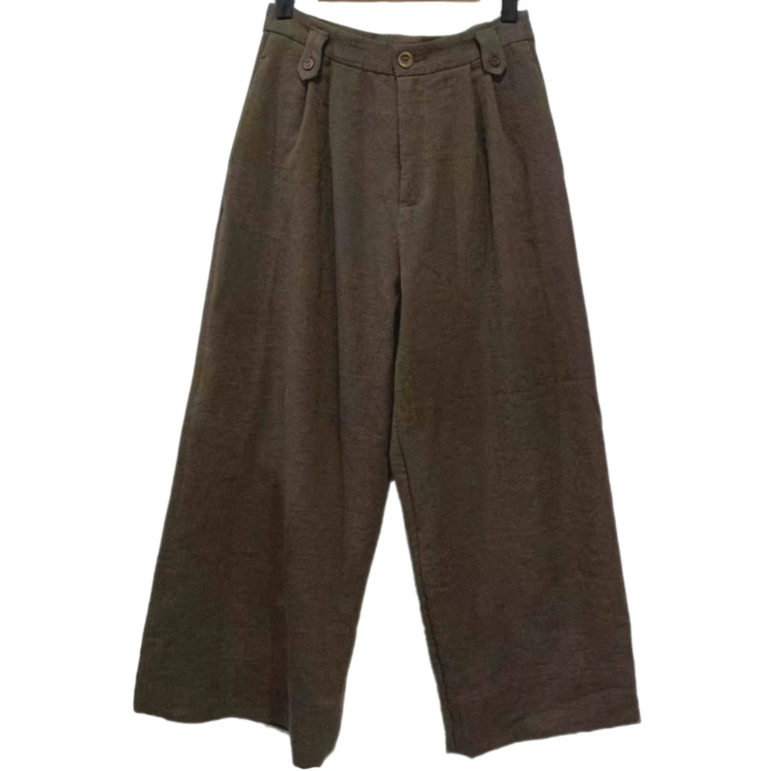 左岸迷香 原创设计【长裤】保暖羊毛阔腿裤 秋冬百搭 复古文艺 3019