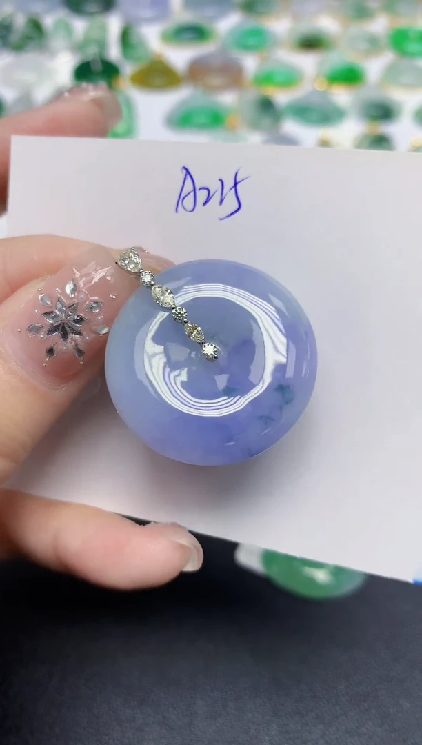 颈饰18K金镶嵌翡翠天然缅甸翡翠A货翡翠百元以上9元证书费自理