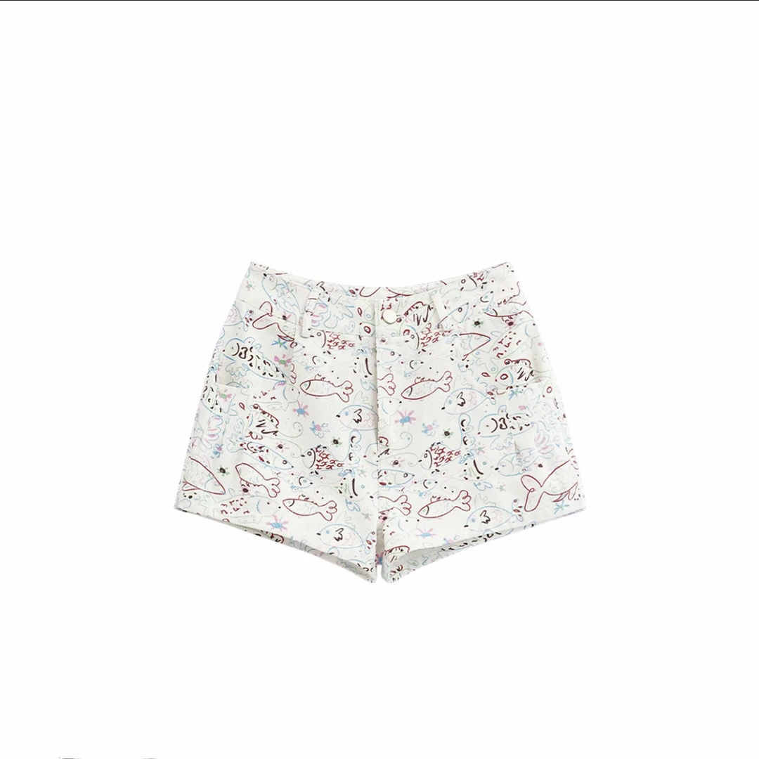 CHENXI夏季撞色提花小鱼短裤5535