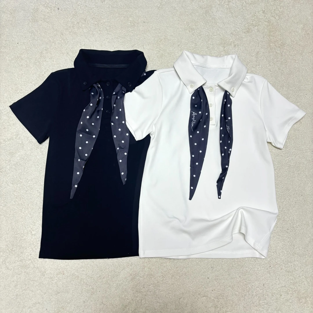 春季新款气质显瘦时尚翻领设计师+围巾POLO衫258052