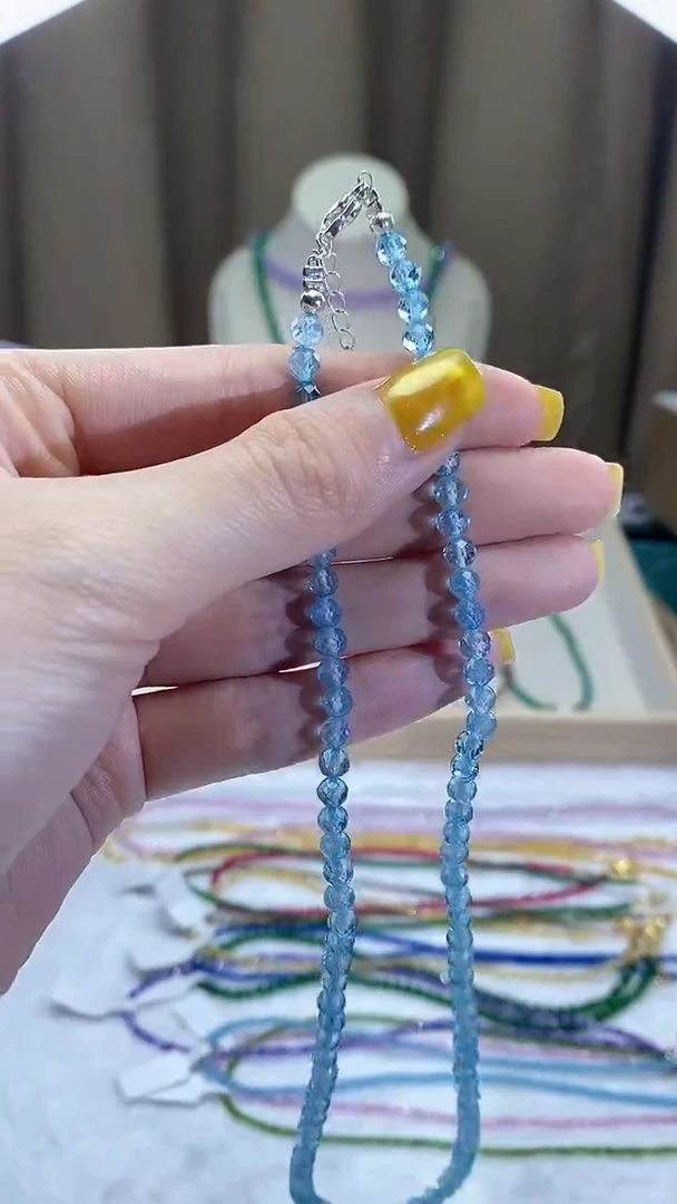 【闪购商品】海蓝宝石项链银S925镶嵌诗宁甄选珠宝SYZB37