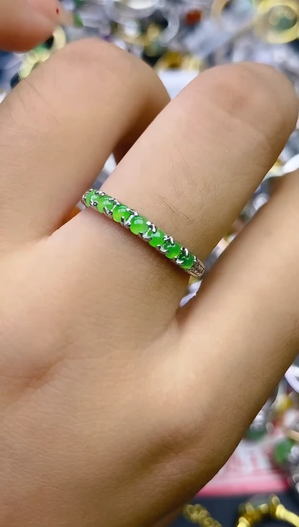 翡翠戒指银S925镶嵌百内无证书