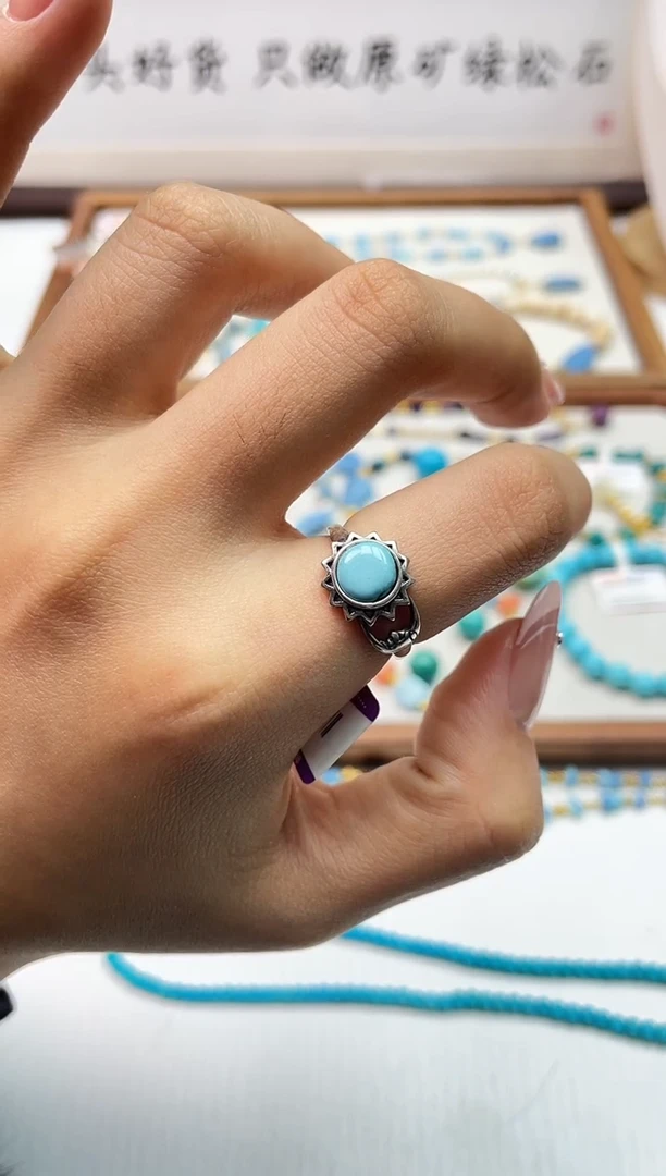 银S925镶嵌绿松石戒指81