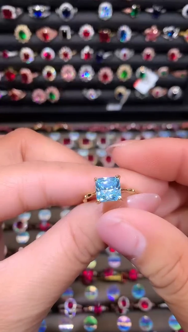 【闪购商品】海蓝宝石戒圈银S925镶嵌8金