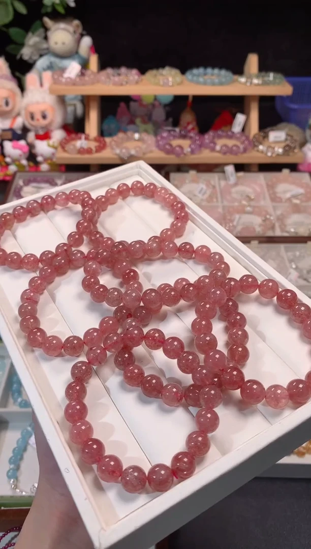 水晶手链合金M1草莓晶10m单圈