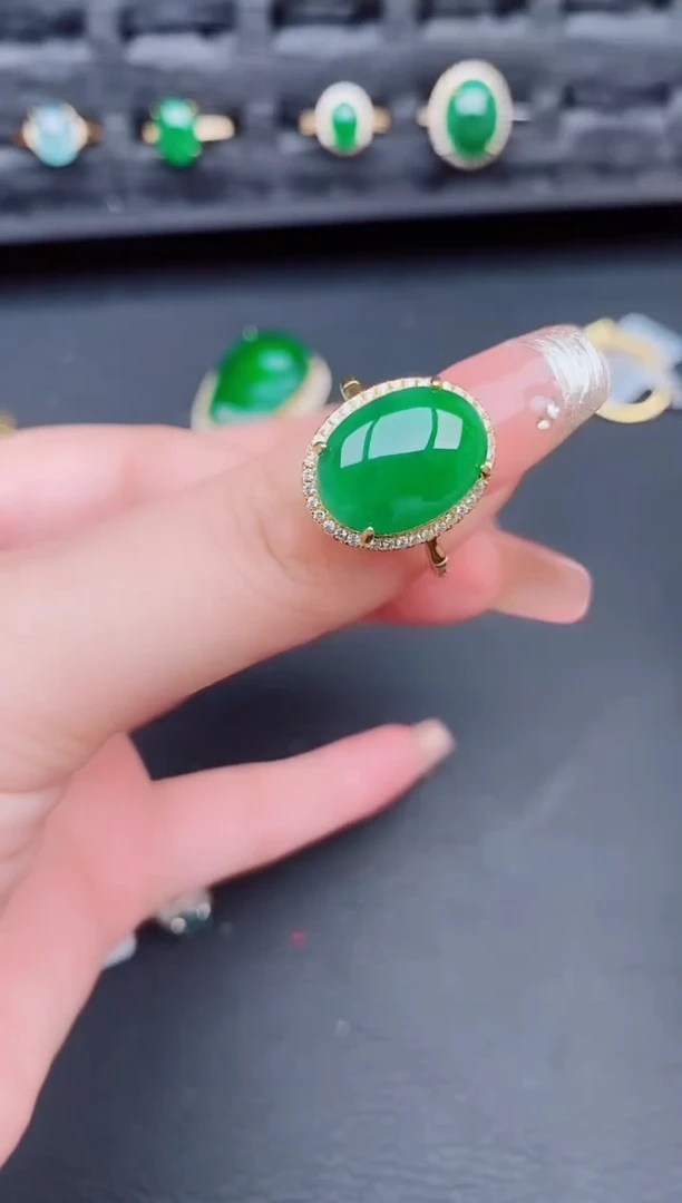 翡翠戒指银S925镶嵌天然a货翡翠298