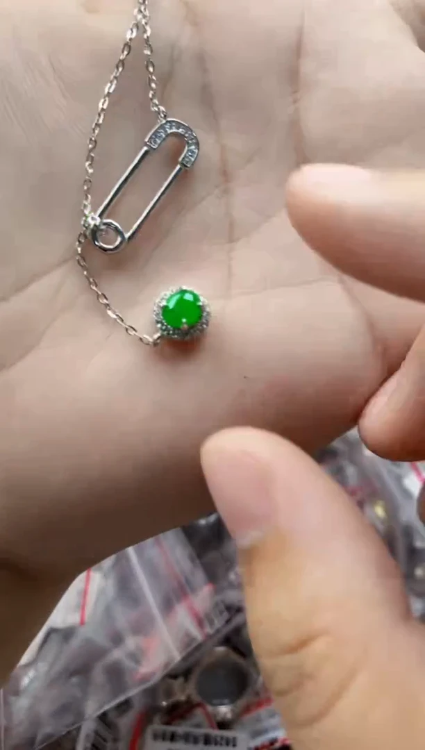 翡翠戒指银S925镶嵌4444---4