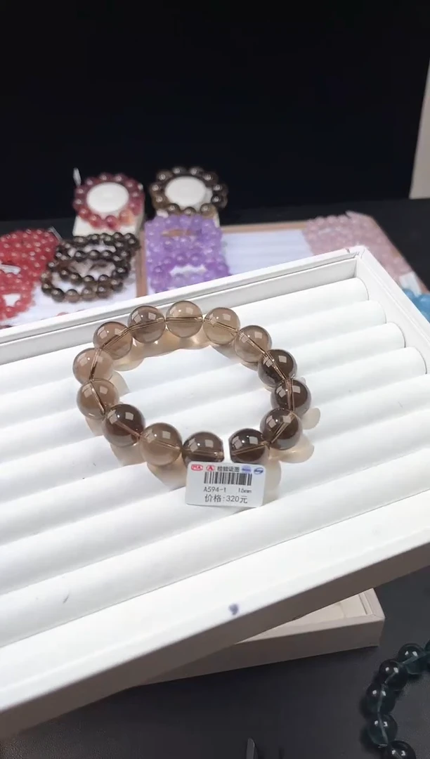 【闪购商品】水晶手链未镶嵌多样性发一茶晶16mm