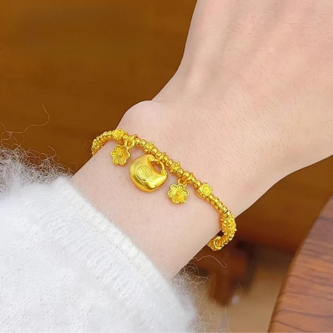 CHUANSHE/传奢  新中式古法福字胖福有钱花手链桃花朵朵手串KZ335