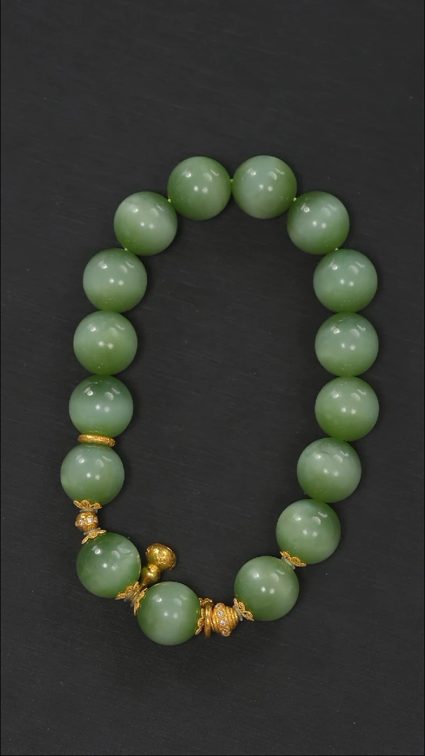 和田玉18K金镶嵌珠宝奇石1