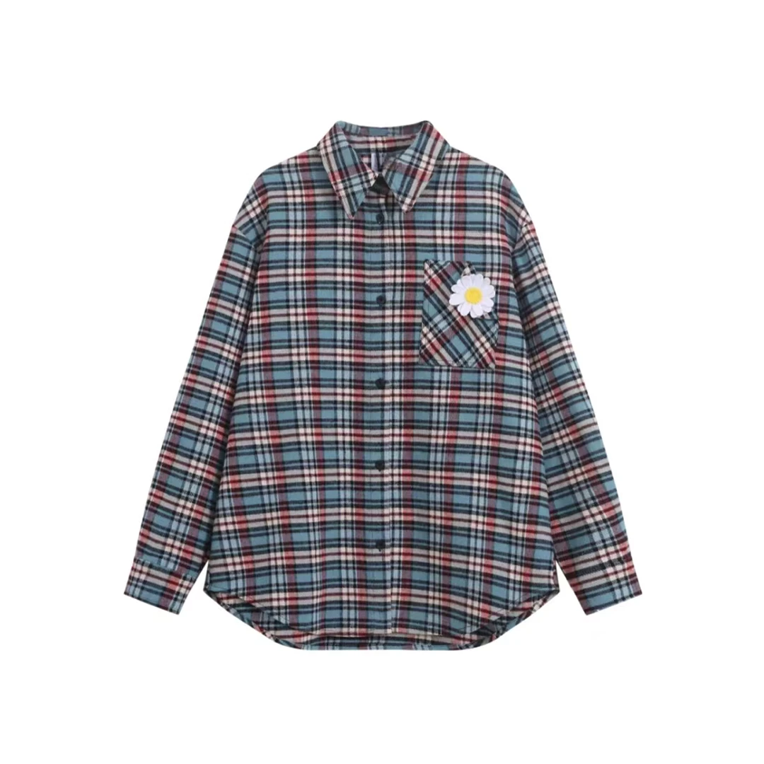BLX--1154（深圳出品）新款设计师款韩版ins风格子上衣