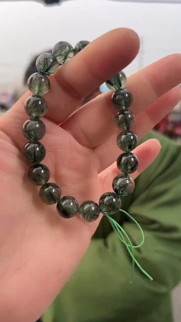 【闪购商品】发晶手链未镶嵌天然绿发晶手串多样性发一10mm