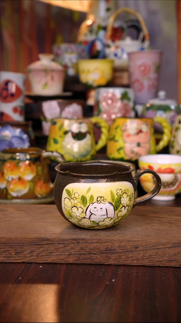 杯子陶泥垚手作 景德镇手工手绘陶瓷器物