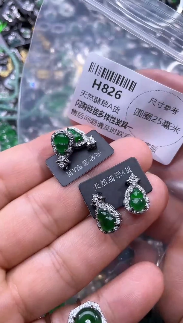 【闪购商品】翡翠颈饰未镶嵌H826耳钉 多样性发其一
