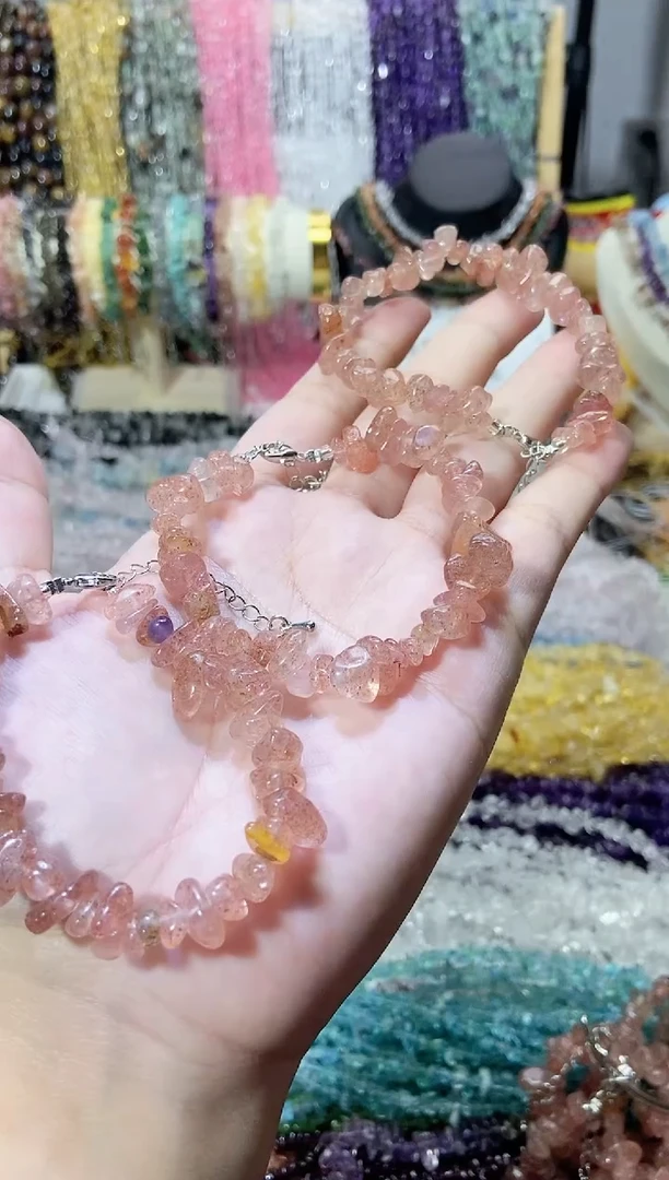 未镶嵌珠宝半成品水晶草莓晶手链