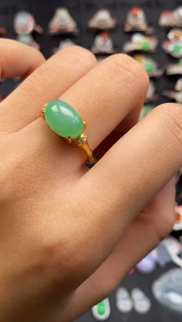 银S925镶嵌戒指翡翠天然A货翡翠45