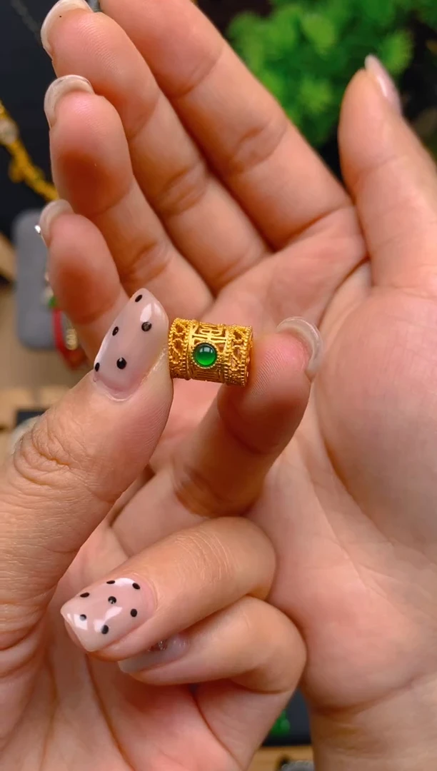 吊坠(不含链)银S925镶嵌翡翠桶珠