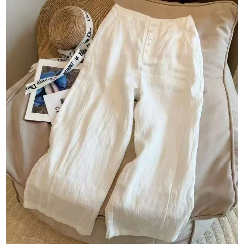 薄款宽松休闲裤女2025夏季新款高腰简约舒适百搭直筒阔腿裤高级感