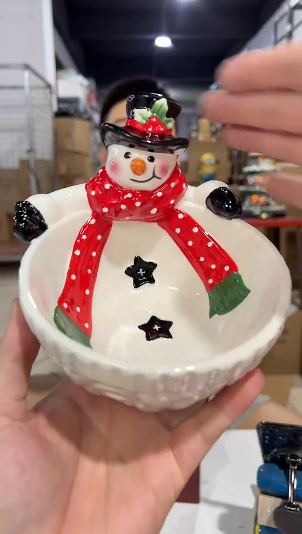 瓷片陶瓷原盒雪人碗