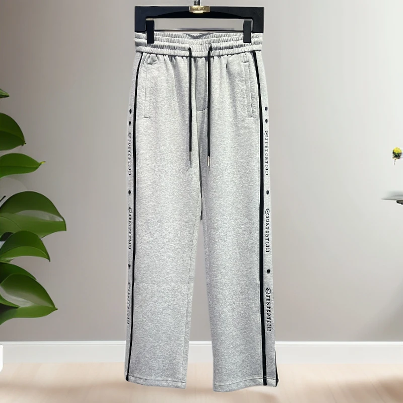 中直筒微阔男士时尚休闲裤阔腿透气舒适百搭运动宽松裤子长裤