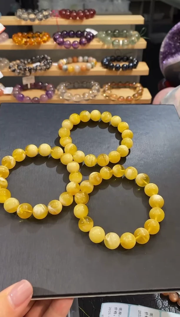 未镶嵌蜜蜡手链白花蜜圆珠款手链多样性发一