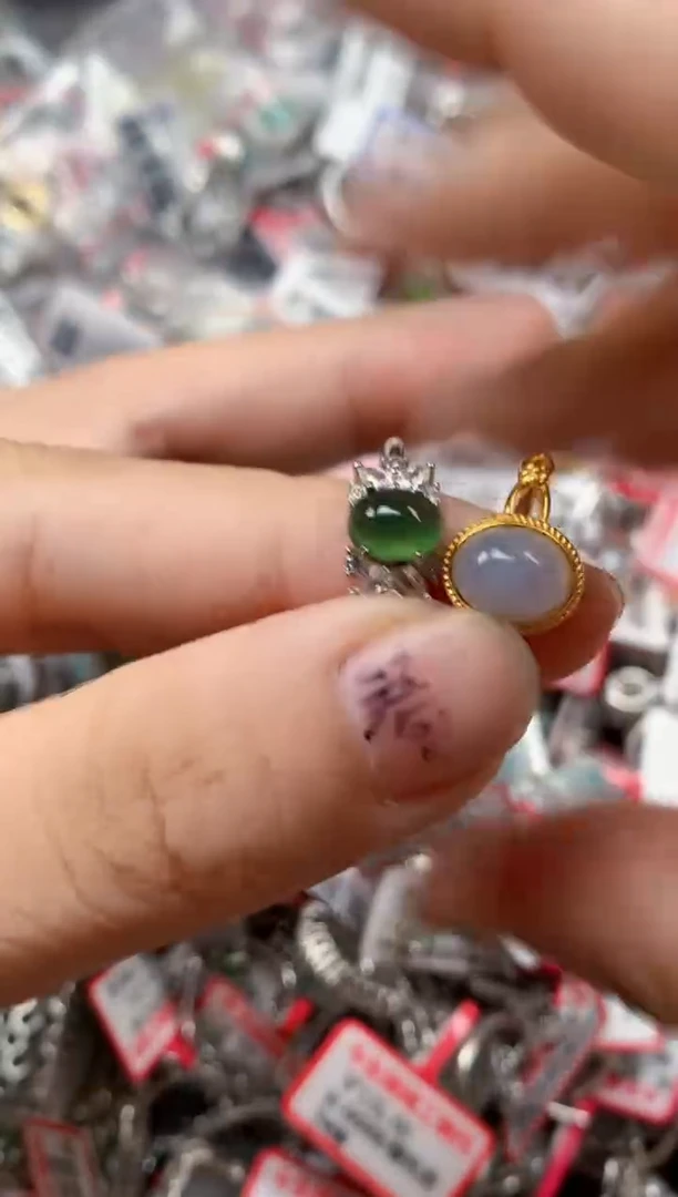 银S925镶嵌戒指翡翠天然A货缅甸翡翠