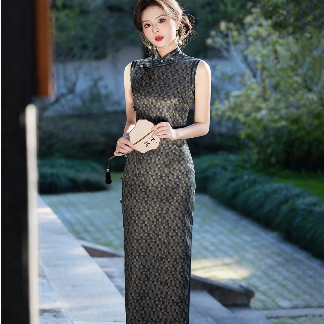 C年轻款高档醋酸缎2025新款夏季修身旗袍
