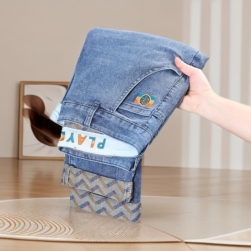 2025爆款男牛仔裤夏季薄款弹力修身直筒九分裤潮流百搭九分牛仔裤