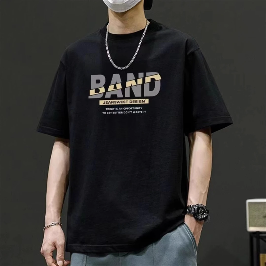 美式潮牌港风日系重磅100%纯棉短袖T恤男夏季宽松痞帅百搭帅气t恤